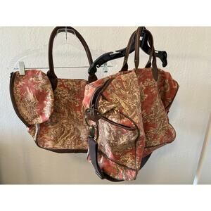 VTG Accessories Unlimited Travel Duffel Bag Tote Cosmetic Case Tapestry Leather